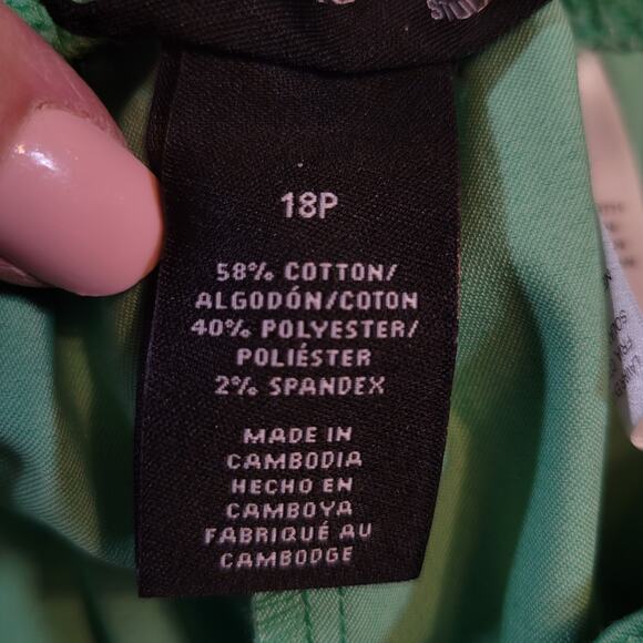 Lot of 2 Alfred Dunner Studio Capri Pants 18P Classic Fit Green Tan New With Tag - Picture 4 of 16